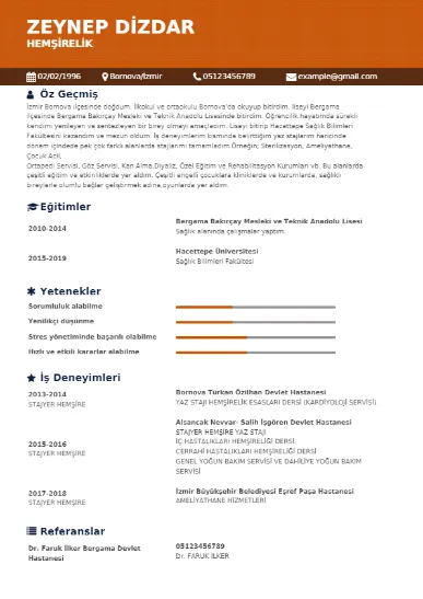 Sağlık Çalışanı Cv Örnekleri cv indir